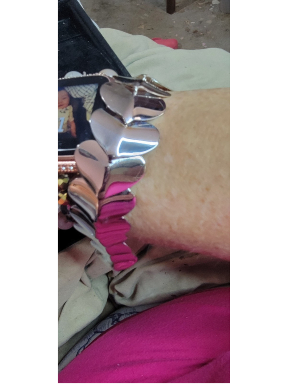 ESPO 925 Sterling Silver Vintage Shiny Heart Disc Link Chain Bracelet 68 - Picture 6 of 8